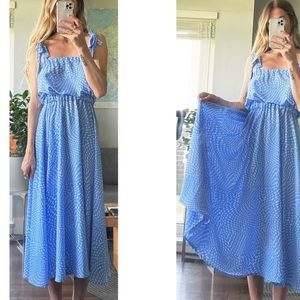 Handmade baby sky blue with white detail midi/maxi dress
